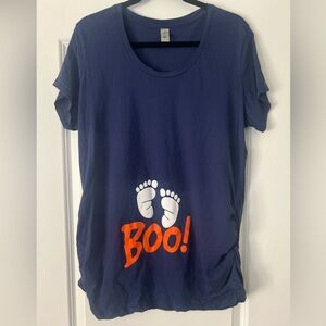 Bloom Maternity Halloween Boo Navy 100% Cotton Top with Ruched Sides 2XL XXL